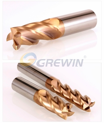 HRC55 Tungsten Carbide 4 Flutes End Mill Sqaure مع طلاء نحاسي Tisin